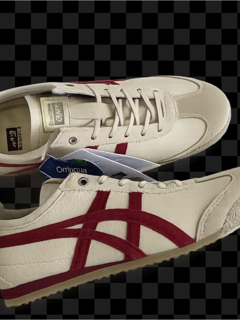 Onitsuka Tiger by Asics Cream Leather Sneakers with Red Stripes